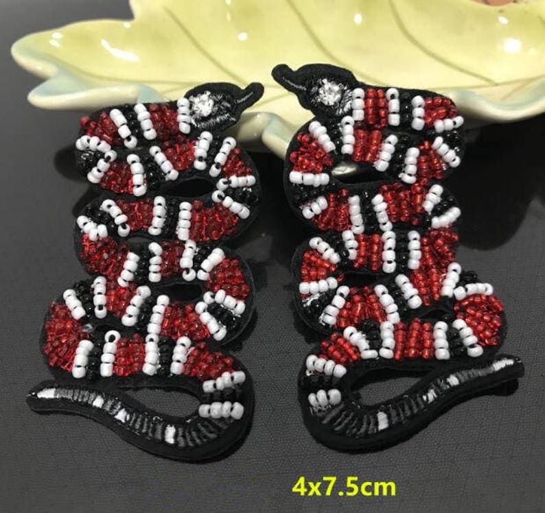 Snake Rhinestone Applique PatchBeaded Snake patchSmall Snake Etsy