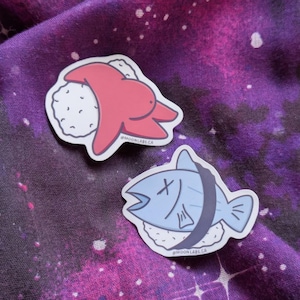 Dead Fish Silly Vinyl Stickers | Freshest Funny Sushi Art | Waterproof Stickers for Water Bottles, Laptops +