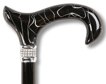 Black Elegance Fashion Cane, elegant cane, walking cane for women, white rhinestone cane, rhinestone cane