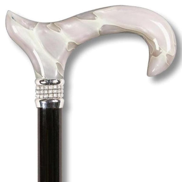 Black and White Diamond and Pearl Series with White Rhinestones Cane, Non folding, elegance fashion canes, walking cane for women