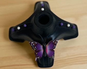 4 prong(5/8") purple butterfly stand up by itself rubber tip, includes shipping
