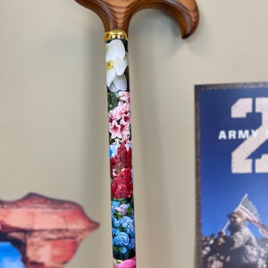 Custom Cane with flowers, One of a kind cane, walking cane, walking canes, custom cane