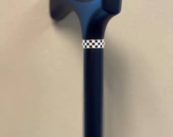 Maple Wood Walking Cane: Black Satin Finish, Checkerboard Band