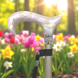 Cream Diamond Cane, elegant cane, walking cane for women, walking cane for men, white rhinestone cane, rhinestones, White acrylic handle