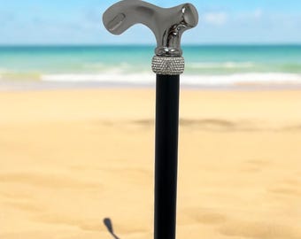 Silver Chrome Fritz Handle Walking Cane with Diamond Crystals