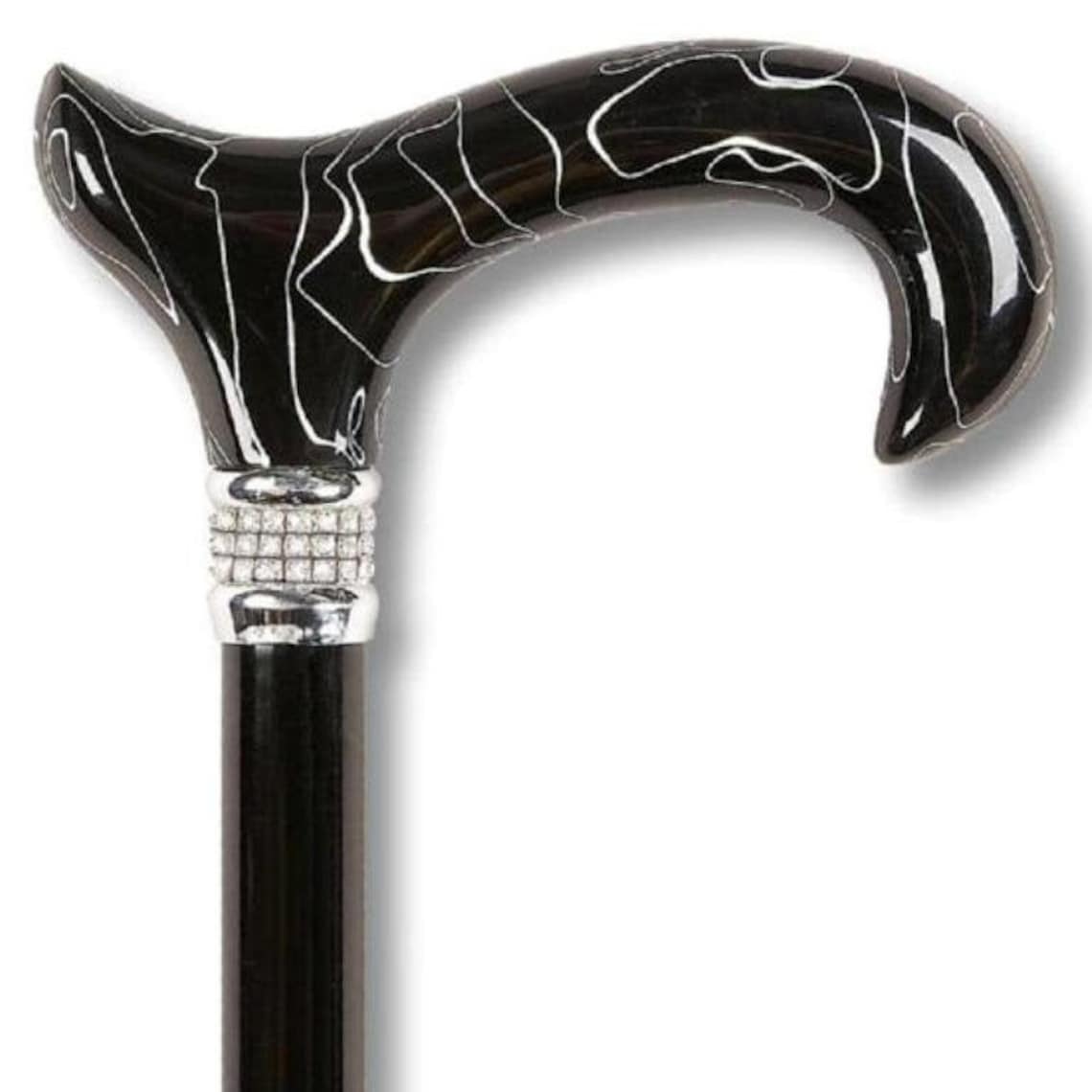 Black Elegance Fashion Cane With 4 Prong Rubber Tip Elegant Etsy