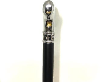 ARMY Black Maple Wood Walking Cane: Chrome Derby Handle, Stainless Steel Ring