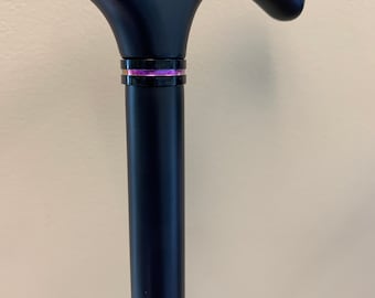 Custom Wood Walking Cane with Black Fritz Handle