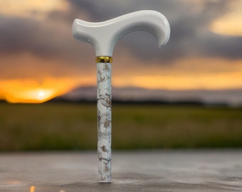 Custom rose gold white marble walking cane, cane, canes, walking stick, walking sticks, walking cane, walking canes, gifts for women