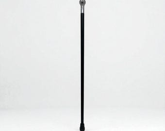 Black Wood Walking Cane with Chrome ball Handle - Ash Wood