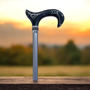 Grey Diamond and Pearl Series with Black Rhinestones Cane, Non folding, elegance fashion canes, walking cane for women, bling cane, bling