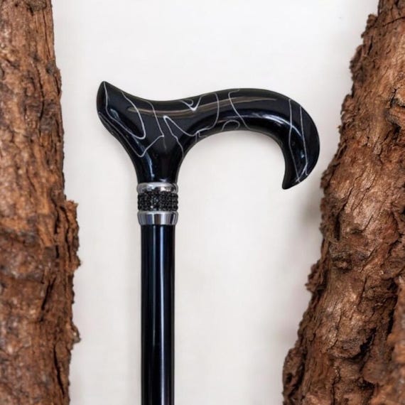 Black Pearl Rhinestone Walking Cane Black Rhinestones: Elegant Fashion Accessory