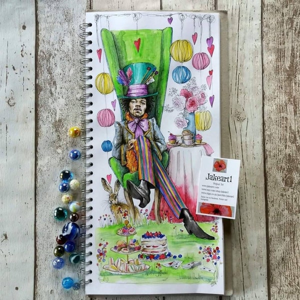 Jimi Hendrix Mad Hatter Alice au pays des merveilles impression d’art originale