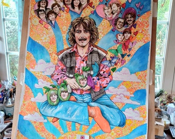 George Harrison Beatles psychedelic original art print