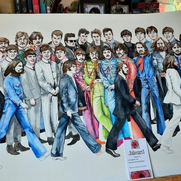 Beatles John Lennon Paul McCartney George Harrison Ringo Starr original art print