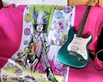 Jimi Hendrix Mad Hatter quality fleece blanket