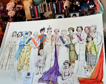 Queen Elizabeth ii Platinum Jubilee original art print wall decor