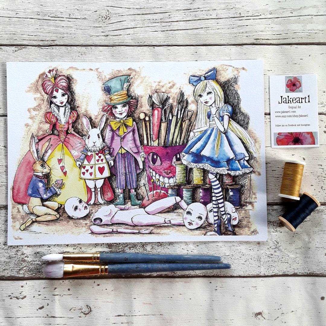 Alice in Wonderland Dolls Original Art Print - Etsy UK
