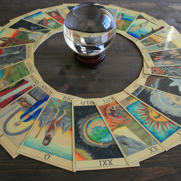 Tarot Card Deck 22 Major Arcana Cards. A6 sized Oracle card set in gift box. Danse Macabre Tarot. Pagan gift, Wicca, Satanic,