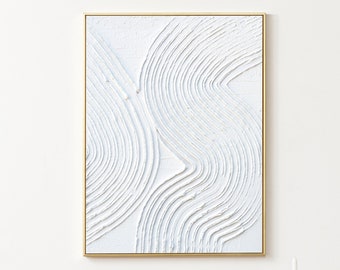 Pintura Zen en arte de pared minimalista Wabi-sabi blanco