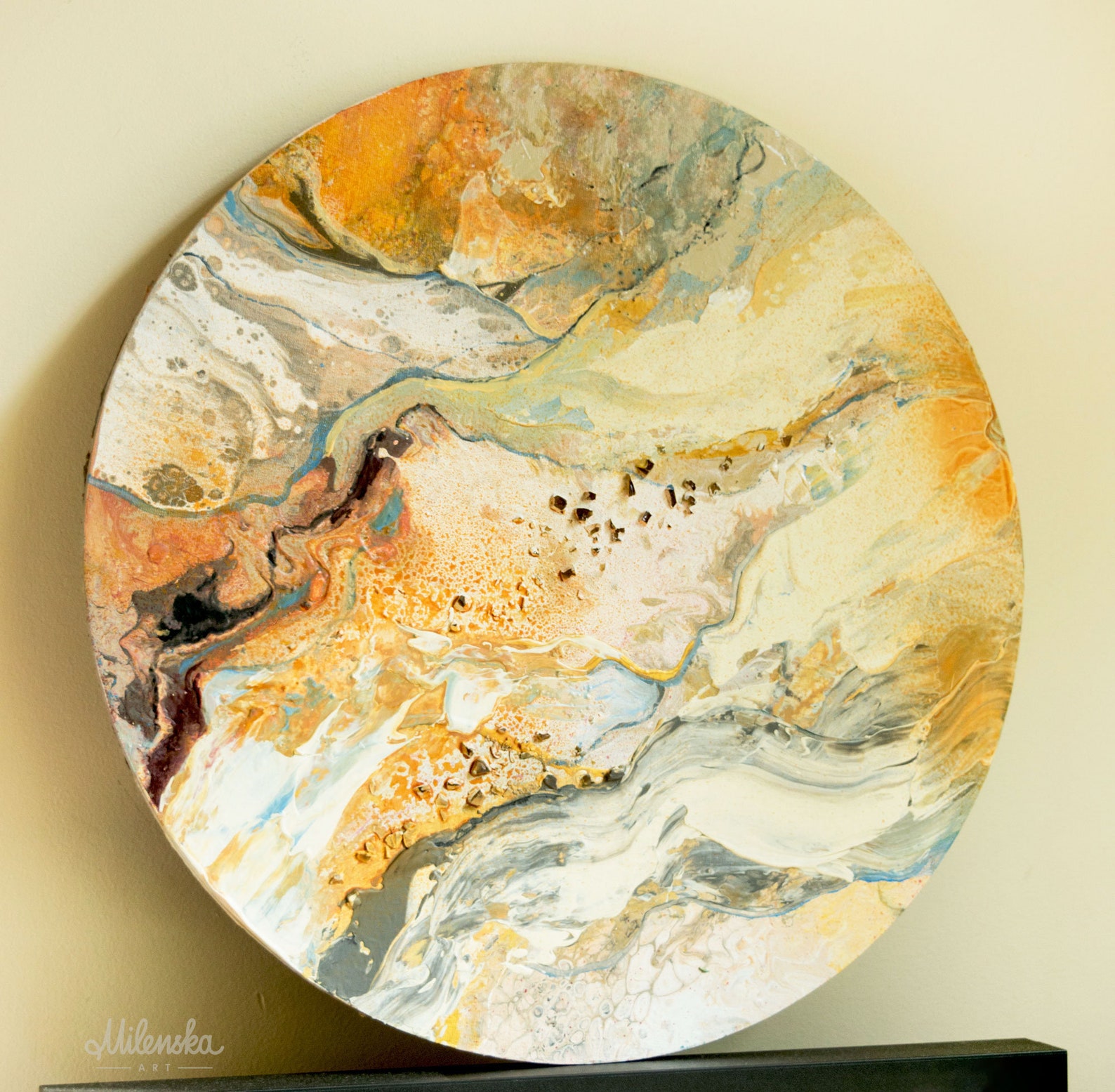 Abstract Original Painting on Round Panel Sizes 40cm/16 Etsy