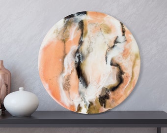 Original Resin Painting on Round Panel, Sizes: 40cm/16 inches