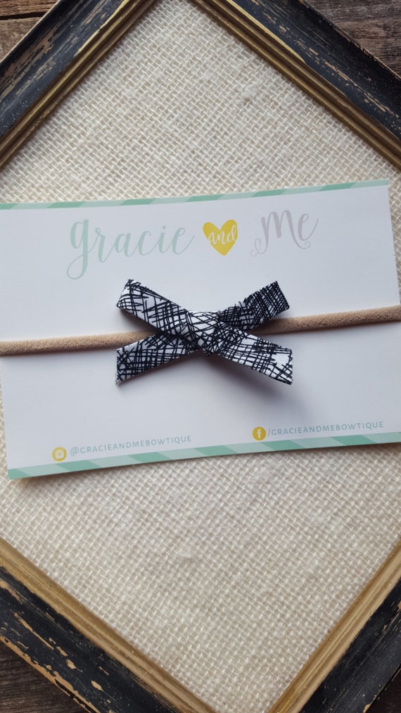 Items similar to Black and White Sketch Hand Tied Bow on ...