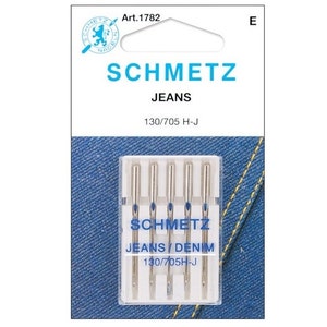 1 Pack Jeans Denim Size 18 Schmetz Brand Sewing Machine Needles Type 130/705H-J Size 110/18 (5 Total Needles)