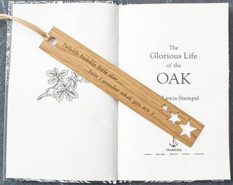 Engraved Oak Bookmark - Stars