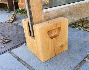 Oak Slot Doorstop – Windproof - Handmade for Patio & Bi-Fold Doors
