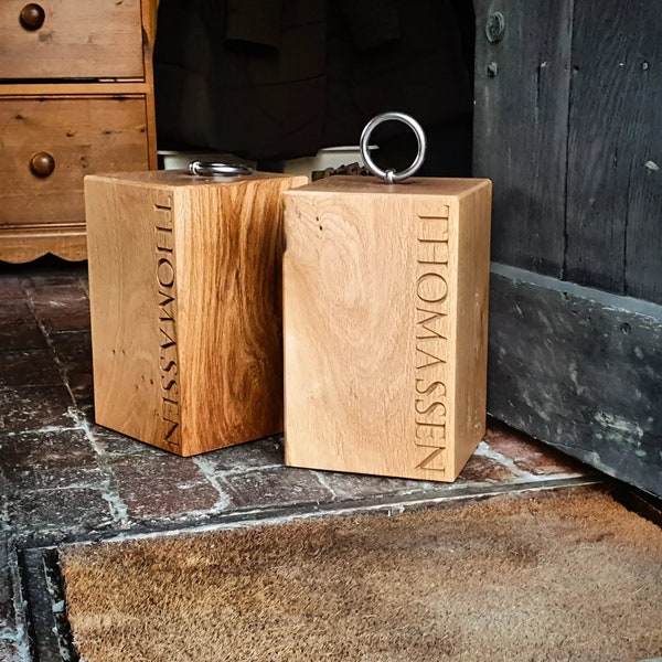 Extra Large Personalised Oak Door Stops