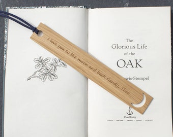 Engraved Oak Bookmark - Moon