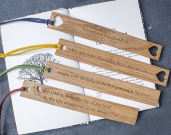 Personalised Engraved Oak Bookmark – Unique Wooden Gift for Birthdays, Teachers & Thank You Gifts