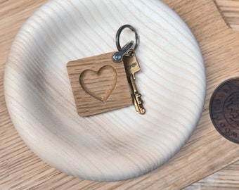 Personalised Oak Key fob - Heart or Star