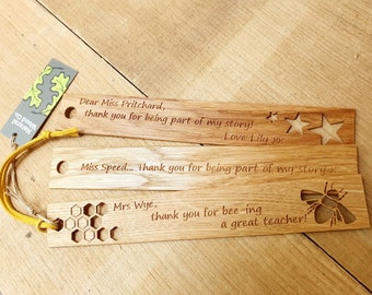 Engraved Oak Bookmark - For Teachers