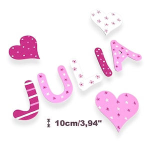 Letras de madera para habitación infantil, regalo de nacimiento, diseño Julia, 10 cm de alto