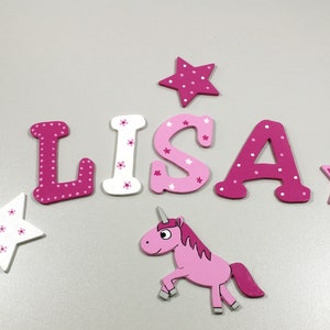 Lindas letras de madera para puerta de guardería, unicornio - por FLoPHi