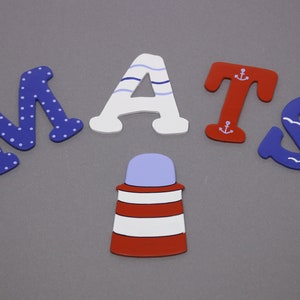 Letras de madeira para porta de quarto infantil, marítima - da FLoPHi