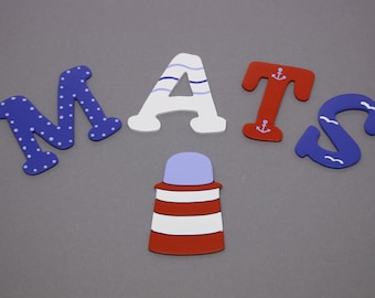 Wooden letters for nursery door, maritime - by FLoPHi