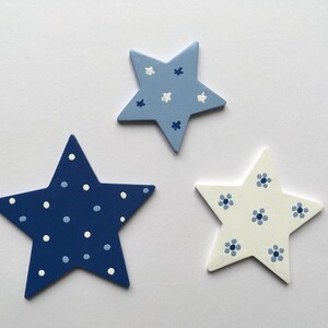 Estrelas de madeira, conjunto de 3 estrelas - azul - da FLoPHi