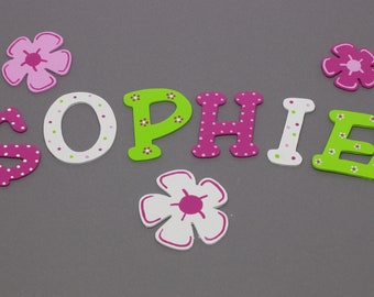 Wooden Letters for Nursery - Door, Flowers - by FLoPHi