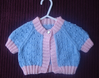 Reduced Pale Pink and Pale Blue Bolero or Cardigan with Short Sleeves