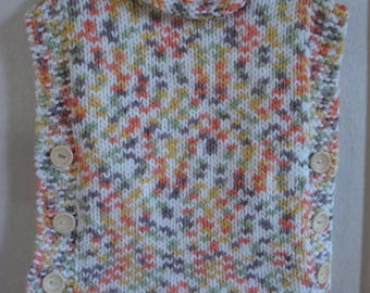 Chunky Poncho Hand Knitted In Random Coloured Yarn