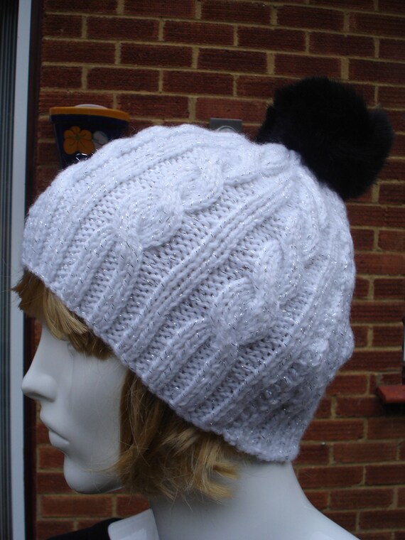 black sparkle bobble hat