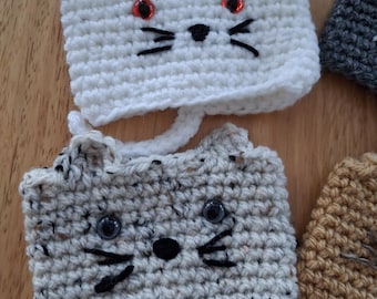 Pair Of Crochet Cat Coffee Cup Holders