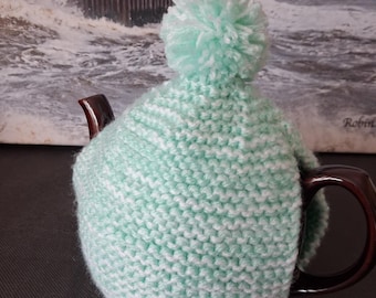 Hand Knitted Tea Cosy: Mint Green, 3-4 Cup Teapot