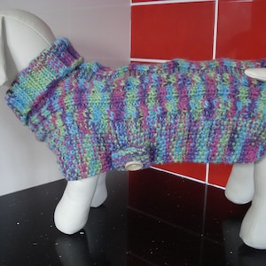 Hand Knitted Medium Dog Coat Jumper In A Random Mix Of Colours