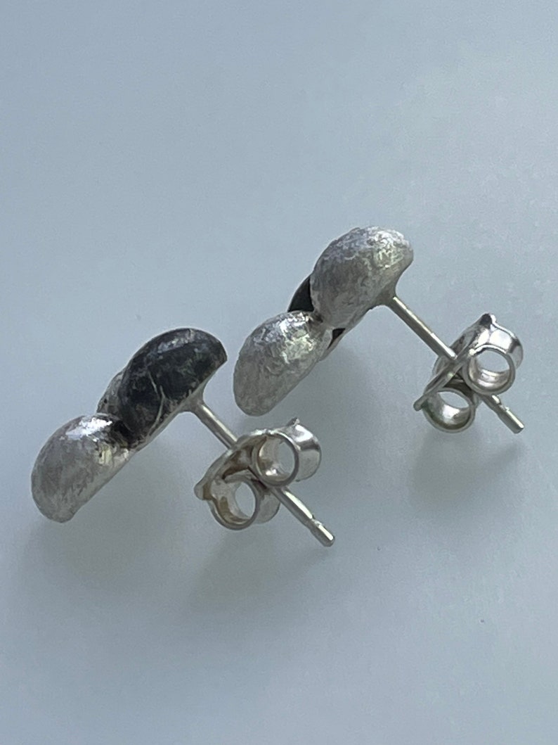 Silver geometric stud earrings image 4