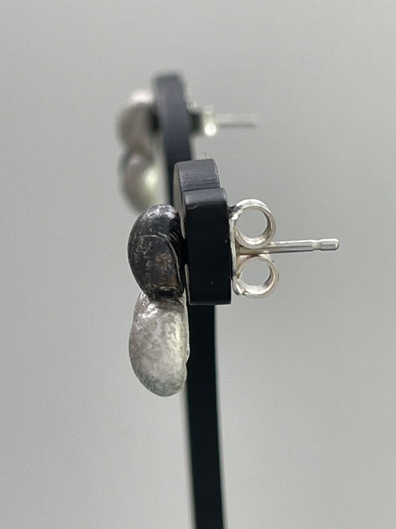 Silver geometric stud earrings image 5