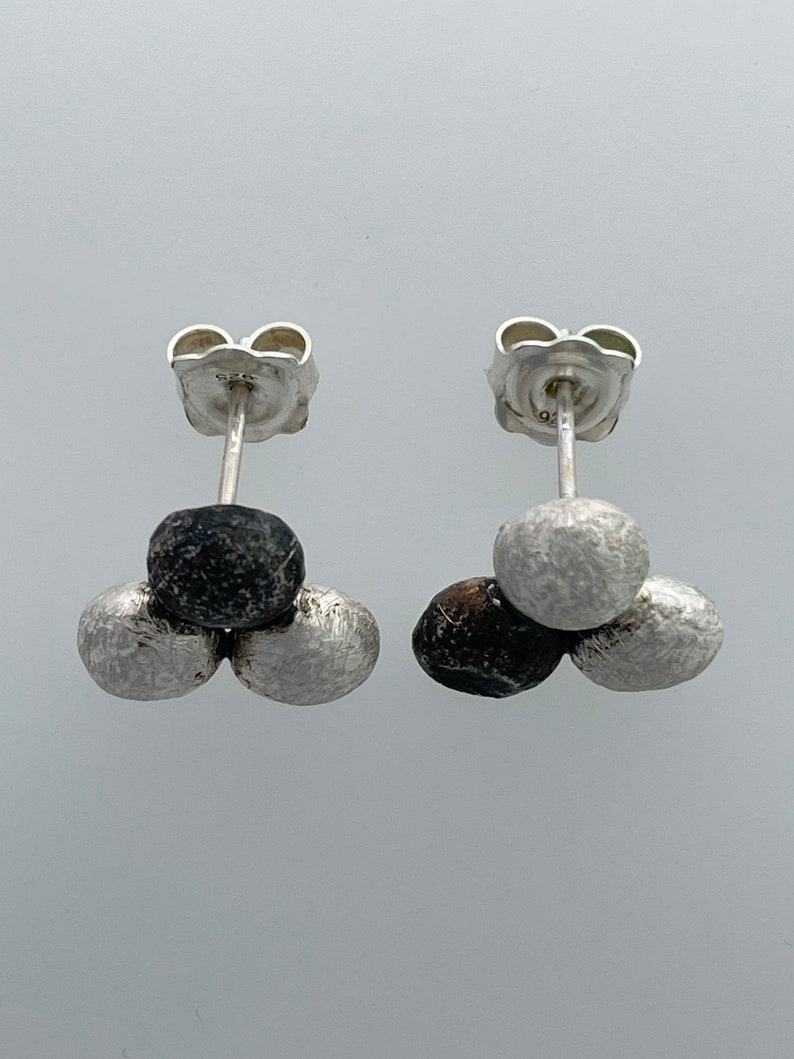 Silver geometric stud earrings image 2